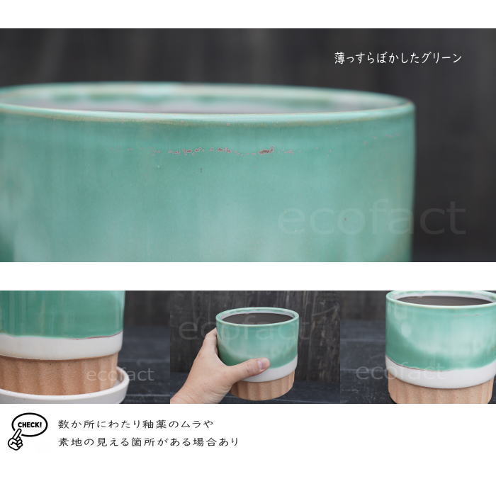 植木鉢 おしゃれ 陶器鉢 フラワーポット ミニポット 底穴あり モダン グリーン φ13.5cm プランター 園芸鉢 観葉植物 多肉植物 熱帯植物 アッシュグレイ アグラオネマ カラテア