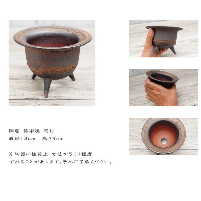 陶器鉢 植木鉢 高足型S 金彩 ゴールド/ブラック おしゃれ プランター 園芸鉢 信楽焼 かみ山陶器 観葉植物 アガベ サボテン ビザールプランツ 塊根植物 コーデックス 多肉植物 ポット