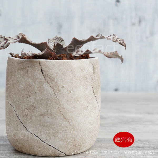 フラワーポット植木鉢 おしゃれ 陶器鉢 ミニポット 底穴あり ボルカハイ ストーン φ11cm (10cm) プランター 園芸鉢 観葉植物 多肉植物 熱帯植物 エキゾチックプランツ