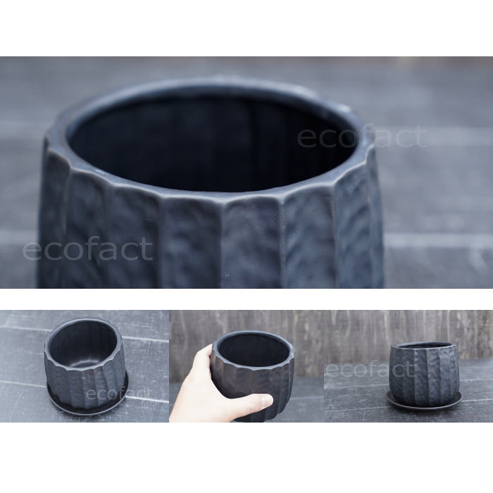 フラワーポット 植木鉢 おしゃれ 陶器鉢 ミニポット リベロ 黒マットM 星口絞り型 φ12.5cm プランター 園芸鉢 観葉植物 多肉植物 熱帯植物 エキゾチックプランツ アグラオネマ カラテア