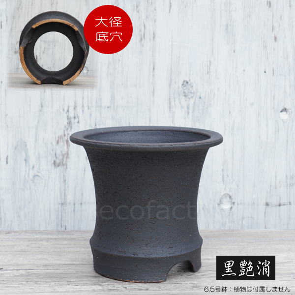 かっこいい 陶器鉢 植木鉢 6.5号 底穴あり サナなし 艶消黒高脚 ブラック おしゃれ プランター 園芸鉢 信楽焼 かみ山陶器 観葉植物 アガベ サボテン ビザールプランツ 塊根植物 コーデックス 多肉植物 ポット