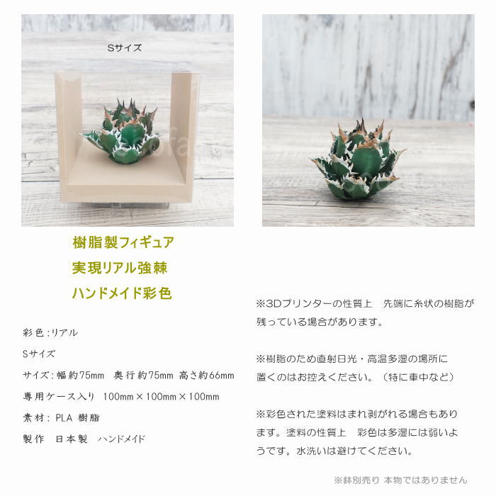 フェイクグリーン 3D フィギュア アガベ チタノタ レッドキャットウィーズル Sサイズ 箱付き φ75mm オーナメント 造花 人工観葉植物 強棘 良形 美株 樹脂 造形 塊根植物 コーデックス 多肉植物 おしゃれ ガーデニング 雑貨 LOBINDON 鉢別売り