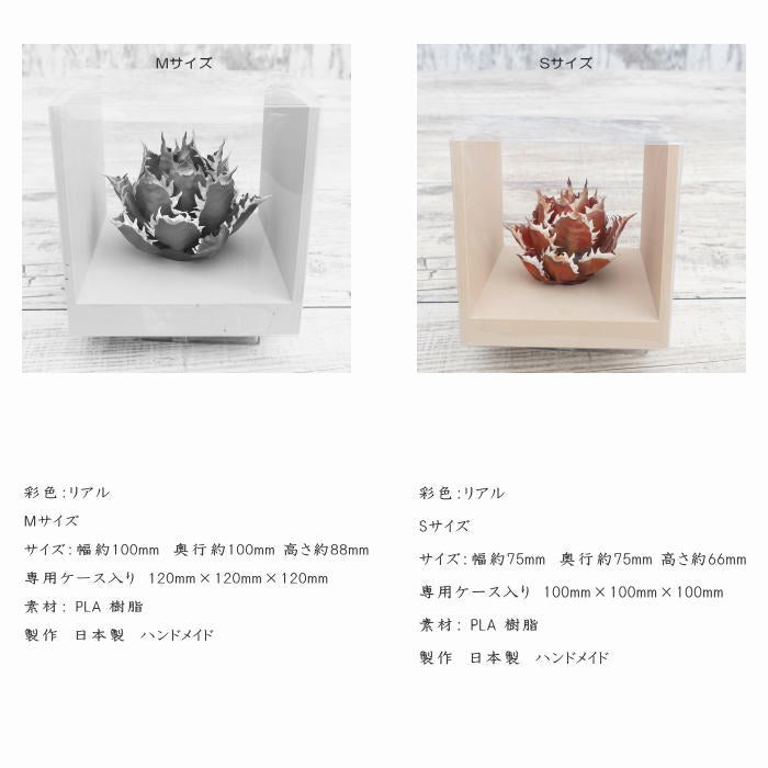 フェイクグリーン 3D フィギュア アガベ チタノタ レッドキャットウィーズル デッドリーフ Sサイズ 箱付き φ80mm オーナメント 造花 人工観葉植物 強棘 良形 美株 樹脂 造形 塊根植物 コーデックス 多肉植物 おしゃれ ガーデニング 雑貨 LOBINDON 鉢別売り