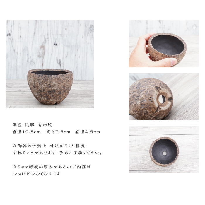 陶器鉢 植木鉢 ミニポット 底穴あり BUNGA POT ムーン(小) φ10.5cm おしゃれ かわいい プランター 宝寿窯 有田焼 陶芸鉢 観葉植物 アガベ サボテン ビザールプランツ 塊根植物 コーデックス 多肉植物