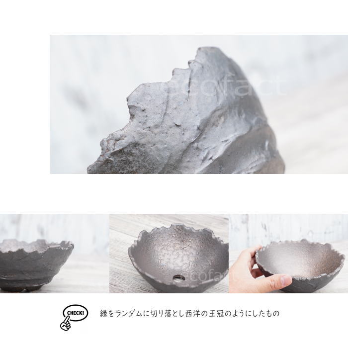 陶器鉢 植木鉢 ミニポット 底穴あり BUNGA POT クラウン 平型 (小)ガンメタリック φ13.5cm おしゃれ かわいい プランター 宝寿窯 有田焼 陶芸鉢 観葉植物 アガベ サボテン ビザールプランツ 塊根植物 コーデックス 多肉植物