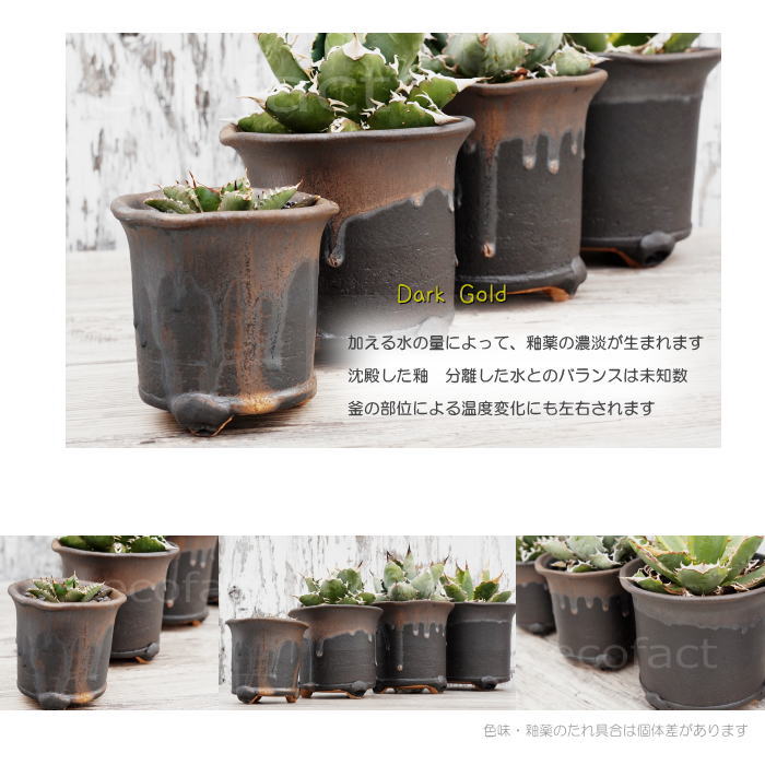 陶器鉢 植木鉢 高脚 筒型6号 ダークゴールド 底穴あり おしゃれ プランター 園芸鉢 信楽焼 かみ山陶器 観葉植物 アガベ サボテン ビザールプランツ 塊根植物 コーデックス 多肉植物 ポット