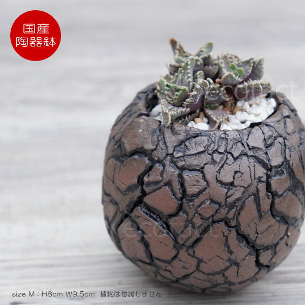 陶器鉢 植木鉢 ミニポット 底穴あり 丸型 アース(ブラウン)M H7cm 日本製 手作り おしゃれ かわいい プランター 園芸鉢 観葉植物 アガベ サボテン ビザールプランツ 塊根植物 コーデックス 多肉植物 ふるものぐりーん8889工房