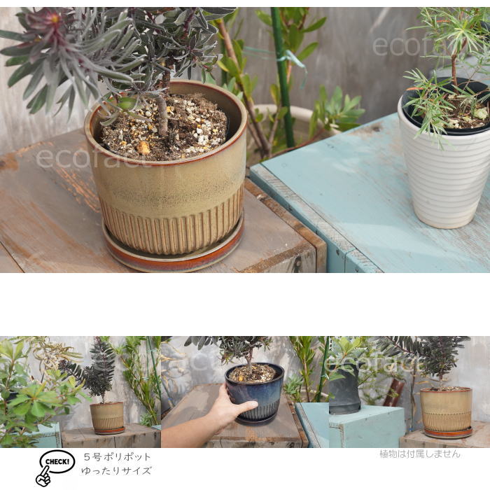植木鉢 おしゃれ 陶器鉢 フラワーポット ミニポット 底穴あり Streak L ブラウングレイ φ18cm プランター 園芸鉢 観葉植物 オージープランツ