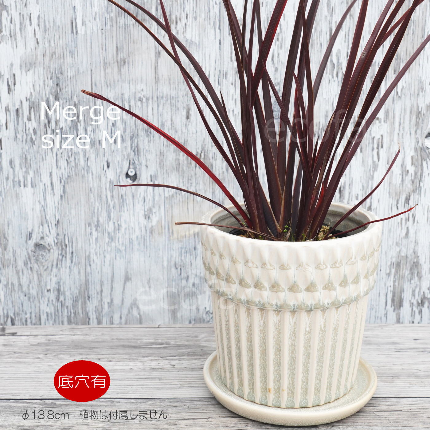 ポット 鉢 植木鉢 プランター おしゃれ 陶器 φ13.8cm Merge M ホワイト フラワーベース 花瓶 ガーデニング 園芸