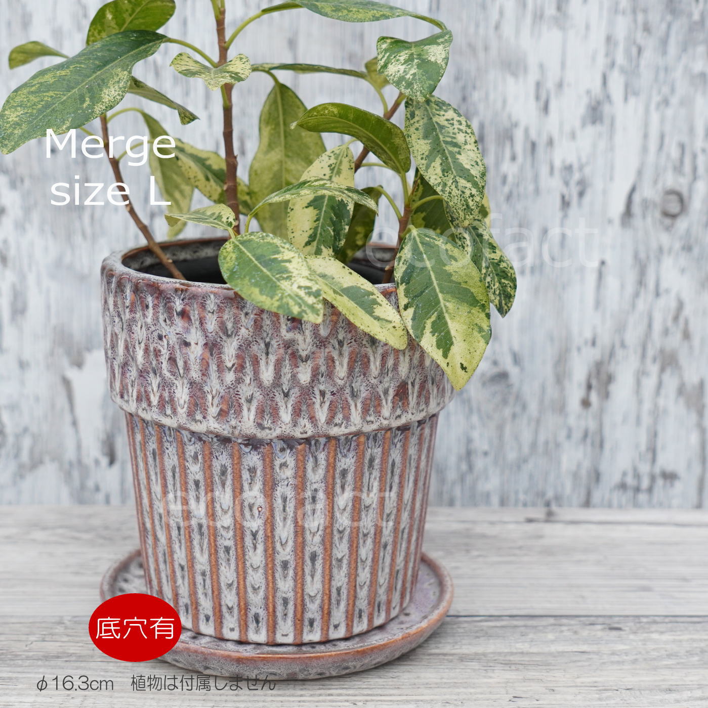ポット 鉢 植木鉢 プランター おしゃれ 陶器 φ16.3cm Merge L グレー フラワーベース 花瓶 ガーデニング 園芸