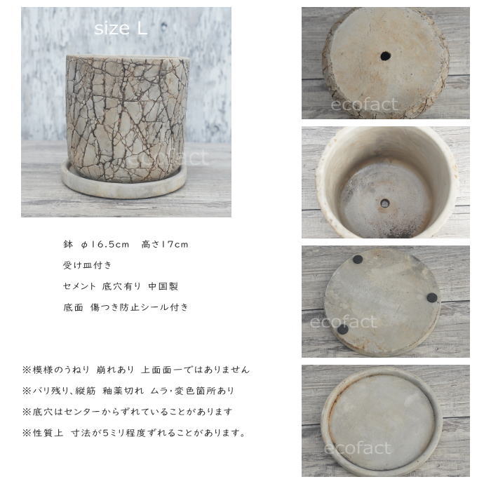 植木鉢 おしゃれ セメント鉢 フラワーポット ミニポット 底穴あり ロッシュL φ16.5cm プランター 園芸鉢 観葉植物 オージープランツ