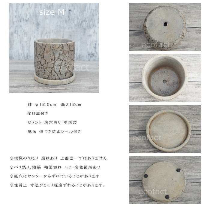 植木鉢 おしゃれ セメント鉢 フラワーポット ミニポット 底穴ありロッシュM φ12.5cm プランター 園芸鉢 観葉植物 オージープランツ