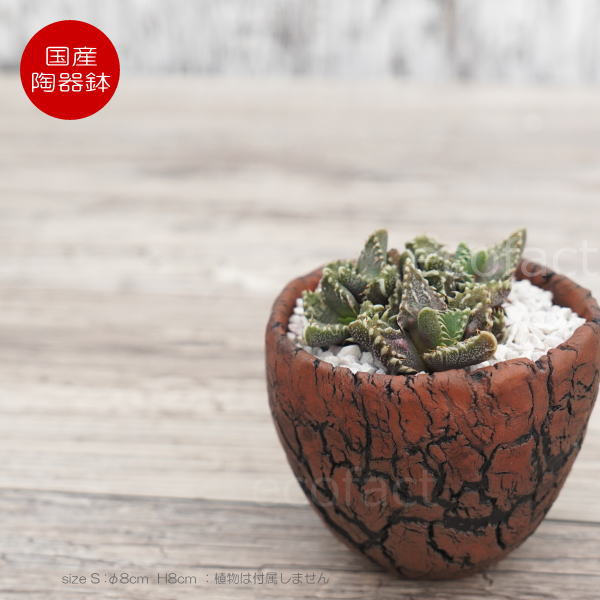 陶器鉢 植木鉢 ミニポット  底穴あり アース 茶 S φ8cm 日本製 手作り おしゃれ かわいい プランター 園芸鉢 観葉植物 アガベ サボテン ビザールプランツ 塊根植物 コーデックス 多肉植物 ふるものぐりーん8889工房