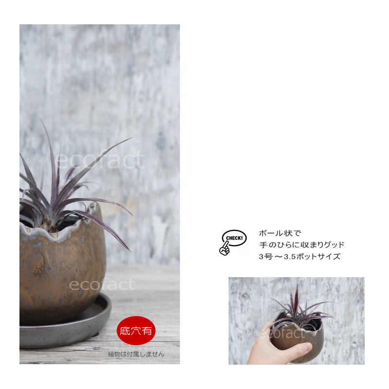 ポット 鉢 植木鉢 プランター おしゃれ 陶器 φ12cm Solmero S ブロンズ フラワーベース 花瓶 ガーデニング 園芸