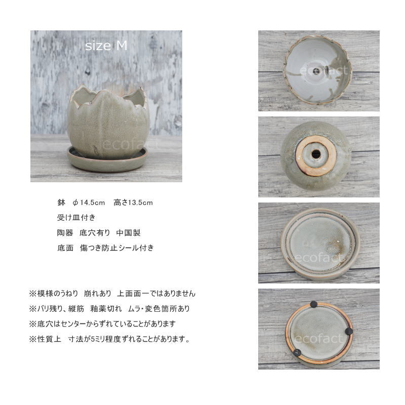 ポット 鉢 植木鉢 プランター おしゃれ 陶器 φ14.5cm Solmero M グレー フラワーベース 花瓶 ガーデニング 園芸